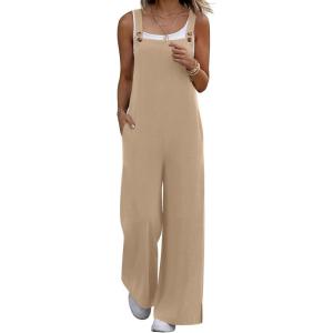 image:imageEkouaer Overalls for Women Loose Wide Leg Jumpsuits Casual One Piece Floral Boho Outfits Baggy Jumpers Comfy Summer RompersKhaki
