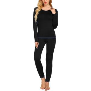 image:imageEkouaer Womens Midweight Thermal Underwear Top Fleece Lined Base Layer Long Sleeve Shirt Black M