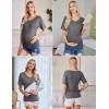image:imageEkouaer 3 Pack Maternity Shirts V Neck Dolman Sleeve Side Ruched Pregnancy Tops Tunic BlouseBlackGreyStripe