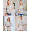 image:imageEkouaer 3 Pack Maternity Shirts V Neck Dolman Sleeve Side Ruched Pregnancy Tops Tunic BlouseBlackGreyStripe