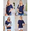 image:imageEkouaer 3 Pack Maternity Shirts V Neck Dolman Sleeve Side Ruched Pregnancy Tops Tunic BlouseBlackWhiteBlue