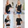image:imageEkouaer 3 Pack Maternity Shirts V Neck Dolman Sleeve Side Ruched Pregnancy Tops Tunic BlouseBlackWhiteBlue