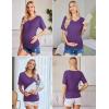image:imageEkouaer 3 Pack Maternity Shirts V Neck Dolman Sleeve Side Ruched Pregnancy Tops Tunic BlousePurpleBlueBlack