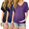 image:imageEkouaer 3 Pack Maternity Shirts V Neck Dolman Sleeve Side Ruched Pregnancy Tops Tunic BlousePurpleBlueBlack