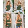 image:imageEkouaer 3 Pack Women Maternity Tank Tops Ruch Side Basic Shirts Summer Postpartum Tops Sleeveless Pregnancy Workout ClothesBlackDark GreyArmy Green