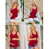 image:imageEkouaer 3 Pack Women Maternity Tank Tops Ruch Side Basic Shirts Summer Postpartum Tops Sleeveless Pregnancy Workout ClothesBlackRedArmy Green