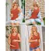 image:imageEkouaer 3 Pack Women Maternity Tank Tops Ruch Side Basic Shirts Summer Postpartum Tops Sleeveless Pregnancy Workout ClothesCaramelDark GreyRed