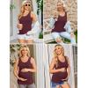 image:imageEkouaer 3 Pack Women Maternity Tank Tops Ruch Side Basic Shirts Summer Postpartum Tops Sleeveless Pregnancy Workout ClothesCaramelDark GreyRed