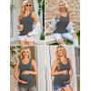 image:imageEkouaer 3 Pack Women Maternity Tank Tops Ruch Side Basic Shirts Summer Postpartum Tops Sleeveless Pregnancy Workout ClothesCaramelDark GreyRed