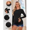 image:imageEkouaer Maternity Long Sleeve Shirt 3 Pack Crewneck Pregnancy Tops Casual Tee Side Ruched Clothes3pcs Black  Brown  White