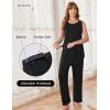 image:imageEkouaer Maternity Nursing Robe Set 3 Pieces Sleeveless Top Pregnancy Pants amp Robe Double Layer Pajamas SXXLBlack