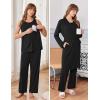 image:imageEkouaer Maternity Nursing Robe Set 3 Pieces Sleeveless Top Pregnancy Pants amp Robe Double Layer Pajamas SXXLBlack