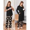 image:imageEkouaer Maternity Nursing Robe Set 3 Pieces Sleeveless Top Pregnancy Pants amp Robe Double Layer Pajamas SXXLBlack Print