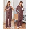 image:imageEkouaer Maternity Nursing Robe Set 3 Pieces Sleeveless Top Pregnancy Pants amp Robe Double Layer Pajamas SXXLBrown