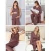 image:imageEkouaer Maternity Nursing Robe Set 3 Pieces Sleeveless Top Pregnancy Pants amp Robe Double Layer Pajamas SXXLBrown