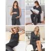 image:imageEkouaer Maternity Nursing Robe Set 3 Pieces Sleeveless Top Pregnancy Pants amp Robe Double Layer Pajamas SXXLDark Gray
