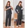 image:imageEkouaer Maternity Nursing Robe Set 3 Pieces Sleeveless Top Pregnancy Pants amp Robe Double Layer Pajamas SXXLDark Gray
