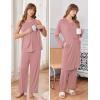 image:imageEkouaer Maternity Nursing Robe Set 3 Pieces Sleeveless Top Pregnancy Pants amp Robe Double Layer Pajamas SXXLDirty Rose