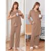 image:imageEkouaer Maternity Nursing Robe Set 3 Pieces Sleeveless Top Pregnancy Pants amp Robe Double Layer Pajamas SXXLKhaki