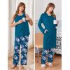 image:imageEkouaer Maternity Nursing Robe Set 3 Pieces Sleeveless Top Pregnancy Pants amp Robe Double Layer Pajamas SXXLLake Blue