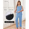 image:imageEkouaer Maternity Nursing Robe Set 3 Pieces Sleeveless Top Pregnancy Pants amp Robe Double Layer Pajamas SXXLLight Blue