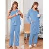 image:imageEkouaer Maternity Nursing Robe Set 3 Pieces Sleeveless Top Pregnancy Pants amp Robe Double Layer Pajamas SXXLLight Blue