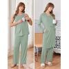 image:imageEkouaer Maternity Nursing Robe Set 3 Pieces Sleeveless Top Pregnancy Pants amp Robe Double Layer Pajamas SXXLLight Green