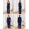 image:imageEkouaer Maternity Nursing Robe Set 3 Pieces Sleeveless Top Pregnancy Pants amp Robe Double Layer Pajamas SXXLNavy Blue