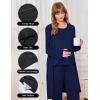 image:imageEkouaer Maternity Nursing Robe Set 3 Pieces Sleeveless Top Pregnancy Pants amp Robe Double Layer Pajamas SXXLNavy Blue