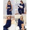 image:imageEkouaer Maternity Nursing Robe Set 3 Pieces Sleeveless Top Pregnancy Pants amp Robe Double Layer Pajamas SXXLNavy Blue
