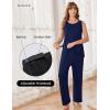 image:imageEkouaer Maternity Nursing Robe Set 3 Pieces Sleeveless Top Pregnancy Pants amp Robe Double Layer Pajamas SXXLNavy Blue