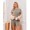 image:imageEkouaer Maternity Sets 2 Piece Outfits Ribbed Knit Short Sleeve Shirts and Biker Shorts Pregnancy Loungewear Mama Clothes01 Khaki