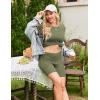image:imageEkouaer Maternity Sets 2 Piece Outfits Ribbed Knit Short Sleeve Shirts and Biker Shorts Pregnancy Loungewear Mama Clothes02 Army Green