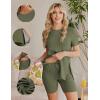 image:imageEkouaer Maternity Sets 2 Piece Outfits Ribbed Knit Short Sleeve Shirts and Biker Shorts Pregnancy Loungewear Mama Clothes02 Army Green