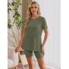 image:imageEkouaer Maternity Sets 2 Piece Outfits Ribbed Knit Short Sleeve Shirts and Biker Shorts Pregnancy Loungewear Mama Clothes02 Army Green