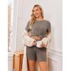 image:imageEkouaer Maternity Sets 2 Piece Outfits Ribbed Knit Short Sleeve Shirts and Biker Shorts Pregnancy Loungewear Mama ClothesBrown