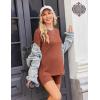 image:imageEkouaer Maternity Sets 2 Piece Outfits Ribbed Knit Short Sleeve Shirts and Biker Shorts Pregnancy Loungewear Mama ClothesCaramel