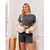 image:imageEkouaer Maternity Sets 2 Piece Outfits Ribbed Knit Short Sleeve Shirts and Biker Shorts Pregnancy Loungewear Mama ClothesDark Grey