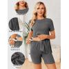 image:imageEkouaer Maternity Sets 2 Piece Outfits Ribbed Knit Short Sleeve Shirts and Biker Shorts Pregnancy Loungewear Mama ClothesDark Grey
