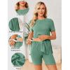 image:imageEkouaer Maternity Sets 2 Piece Outfits Ribbed Knit Short Sleeve Shirts and Biker Shorts Pregnancy Loungewear Mama ClothesGreen