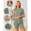 image:imageEkouaer Maternity Sets 2 Piece Outfits Ribbed Knit Short Sleeve Shirts and Biker Shorts Pregnancy Loungewear Mama ClothesLight Green