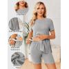 image:imageEkouaer Maternity Sets 2 Piece Outfits Ribbed Knit Short Sleeve Shirts and Biker Shorts Pregnancy Loungewear Mama ClothesLight Grey
