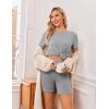 image:imageEkouaer Maternity Sets 2 Piece Outfits Ribbed Knit Short Sleeve Shirts and Biker Shorts Pregnancy Loungewear Mama ClothesLight Grey