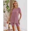 image:imageEkouaer Maternity Sets 2 Piece Outfits Ribbed Knit Short Sleeve Shirts and Biker Shorts Pregnancy Loungewear Mama ClothesPink