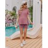 image:imageEkouaer Maternity Sets 2 Piece Outfits Ribbed Knit Short Sleeve Shirts and Biker Shorts Pregnancy Loungewear Mama ClothesPink