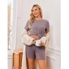 image:imageEkouaer Maternity Sets 2 Piece Outfits Ribbed Knit Short Sleeve Shirts and Biker Shorts Pregnancy Loungewear Mama ClothesPurplishred