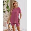 image:imageEkouaer Maternity Sets 2 Piece Outfits Ribbed Knit Short Sleeve Shirts and Biker Shorts Pregnancy Loungewear Mama ClothesRose Red