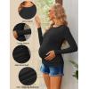 image:imageEkouaer Maternity Shirts 3 Packs Women Long Sleeve Pregnancy Tee Tops Tunic Blouse Ribbed Side Ruched Mama Clothes SXXLBlackGreenTeal