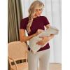 image:imageEkouaer Maternity Shirts Womens 3 Packs Short Sleeve Ribbed Pregnancy Tops Side Ruched Crew Neck Tunic Mama Clothes SXXL3pcs Black Burgundy Red Dark Green