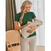 image:imageEkouaer Maternity Shirts Womens 3 Packs Short Sleeve Ribbed Pregnancy Tops Side Ruched Crew Neck Tunic Mama Clothes SXXL3pcs Black Grey Dark Green